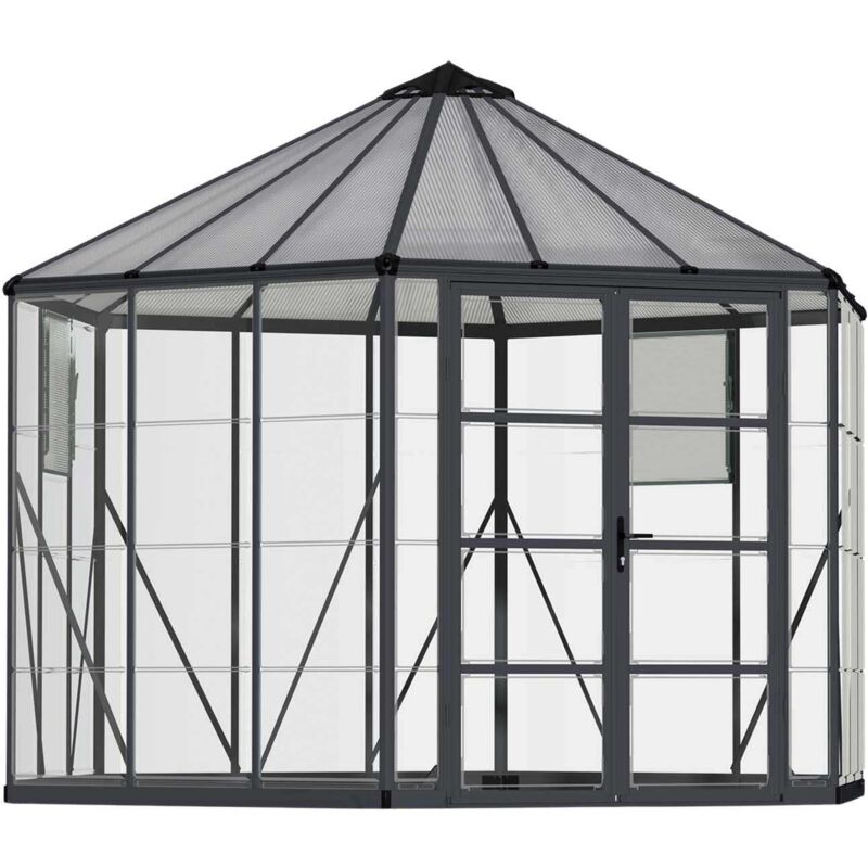 Serre de jardin hexagonale Oasis 8.6m² Grise - Palram-canopia