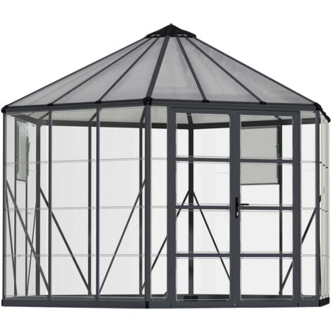 Palram - Canopia | Serre de jardin hexagonale Oasis 8.6m² Grise