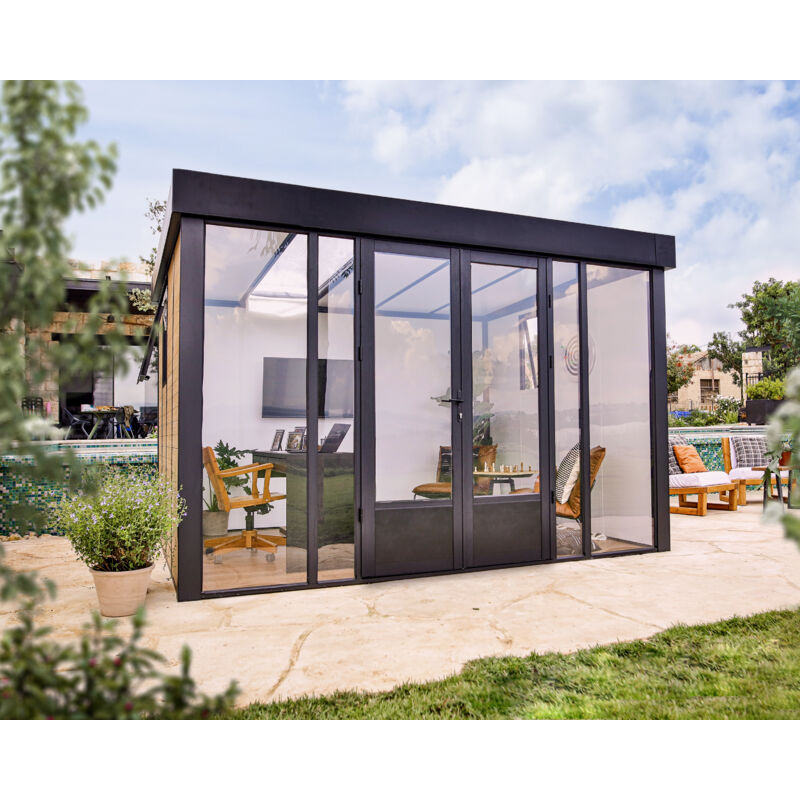 Palram-canopia - Canopia Studio de jardin Copenhagen 287 x 351 cm Aluminium et wpc Noir