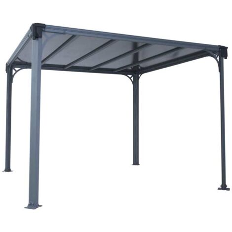 Palram - Canopia – Tonnelle Milano 3000 – Toit plat 9,55 m² – Structure en aluminium résistante à la rouille – Panneaux en polycarbonate double paroi