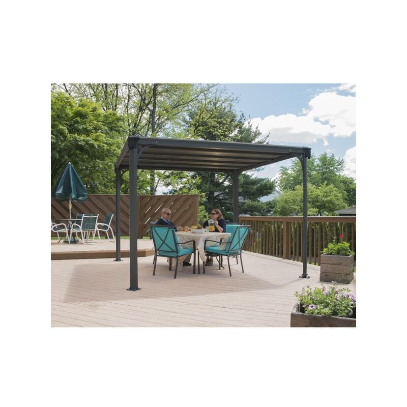 

Palram - Canopia Cenador De Jardín Milano 309X309 Gazebo De Aluminio Gris Con Vidriado De Policarbonato Bronce