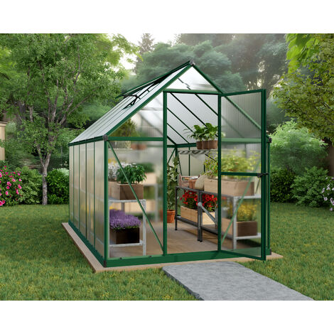 Palram – Serre de jardin polycarbonate 5,6 m² – Panneaux double épaisseur 4 mm – Structure en aluminium – Résistance au vent jusqu'à 90 km/h