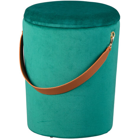 Pampurs Repose-pieds/Tabouret avec compartiment de rangement, vert et marron.