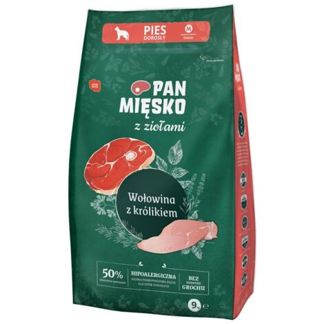 PAN MIĘSKO aux herbes, bœuf et lapin, croquettes pour chien, 9 kg