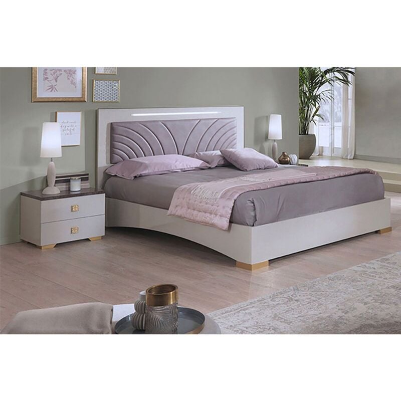 Altobuy - panaca - Ensemble Lit 140x190cm avec Leds + 2 Chevets