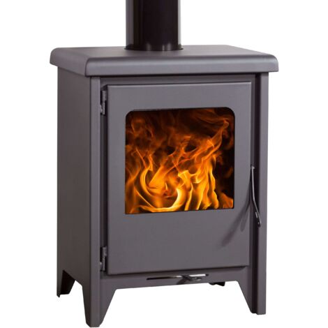 Panadero – Poêle à bois 7,4 kW Eco Design Lille – Double combustion Tri-Zone – Sortie fumée 150 mm – Rendement 91% – Pour bûches de 47 cm