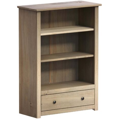 Panama 1 Drawer Bookcase Solid Pine Shelving Storage Unit