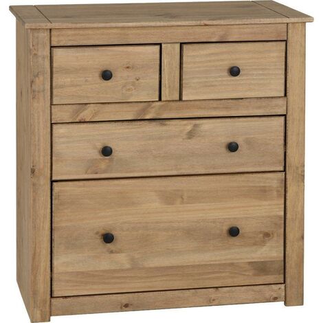Panama 2+2 Drawer Chest - L40.5 x W80 x H83.5 cm - Natural Wax