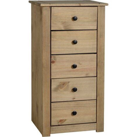 Panama 5 Drawer Chest - L40 x W46 x H89.5 cm - Natural Wax