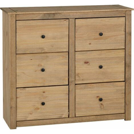 Panama 6 Drawer Chest - L40.5 x W110 x H100 cm - Natural Wax