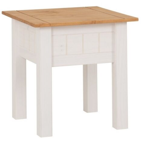 Panama Lamp Table - L50.5 x W50.5 x H52.5 cm - White/Natural Wax
