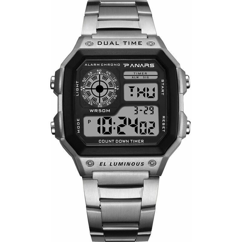 

Reloj deportivo digital para hombre Modo de hora dual Relojes de negocios masculinos Fecha Semana Reloj despertador Retroiluminacion Cuenta regresiva