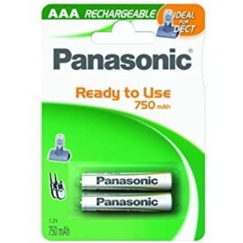 Panasonic - Stay Charged - Pack batterie rechargeable (750 mAh, 1,2 v, 2 pièces), White
