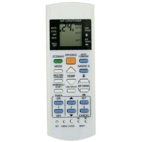 Panasonic Air Con Remote Control Commande à distance pour Air‑Con White ABS , XU,Télécommande de Remplacement pour Climatiseur A75C3300 3208 3706 3708 3883 3935
