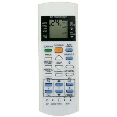 Panasonic Air Con Remote Control Télécommande pour Air‑Con White ABS Télécommande de Remplacement pour Climatiseur A75C3300 3208 3706 3708 3883 3935