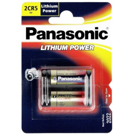 Panasonic – Batterie lithium 2CR5 – 6V 1500mAh – Non rechargeable pour appareils photo – Fiable jusqu'à 10 ans – Plage de température -30ºC à +60ºC
