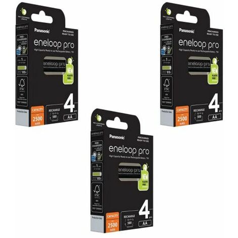 Panasonic batterie ricaricabili 12 stilo AA Eneloop Pro 2500mAh bk-3hcde
