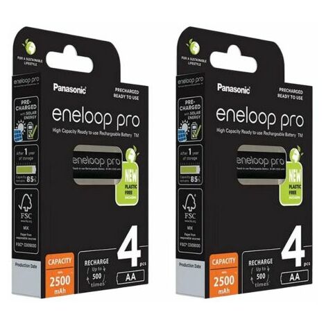 Panasonic batterie ricaricabili Eneloop pro 8 stilo AA 2500mAh blister bk-3hcde