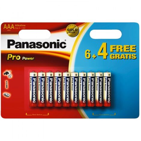 Panasonic Blister 10 Batterie Mini Stilo AAA Alcaline LR03 Pro Power