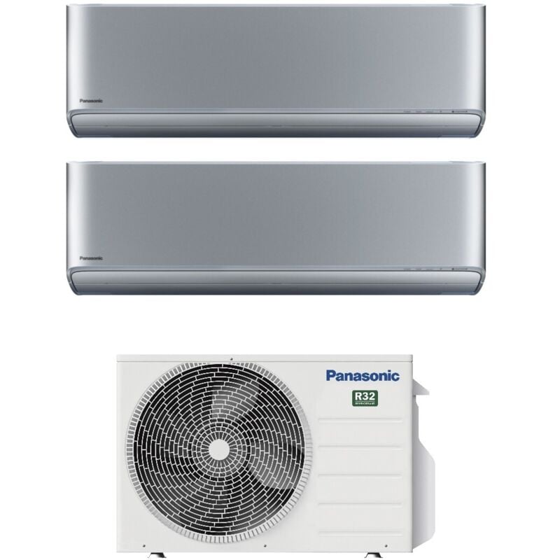 Panasonic - Climatiseur rèversible Dual Split Etherea Silver 9+12 avec CU-2Z50TBE R-32 Wi-Fi Integrated 9000+12000 Silver