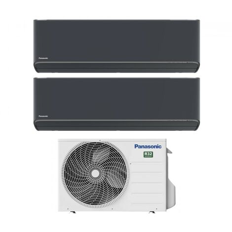 Panasonic Climatiseur rèversible Dual Split Série Etherea Dark 7+9 avec CU-2Z50TBE R-32 Wi-Fi Intégré Couleur Gris Graphite 7000+9000