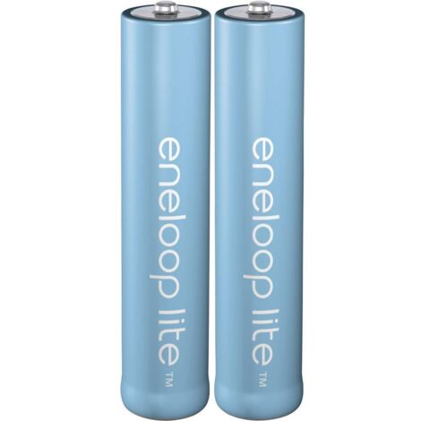 Panasonic eneloop Lite Ready - to - Use Ni - MH Batterie, AAA/Micro, Confezione da 2, Capacità minima 550 mAh, Durata di 3000 ricariche, Batterie ricaricabili, Confezione senza plastica, Blu chiaro