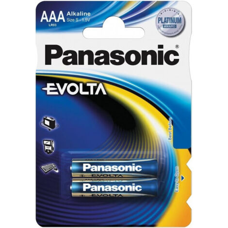 Panasonic Evolta AAA - Batterie à usage unique - Alcaline - 1,5 V - 2 pièce(s) - Bleu - AAA (LR03EGE/2BP)