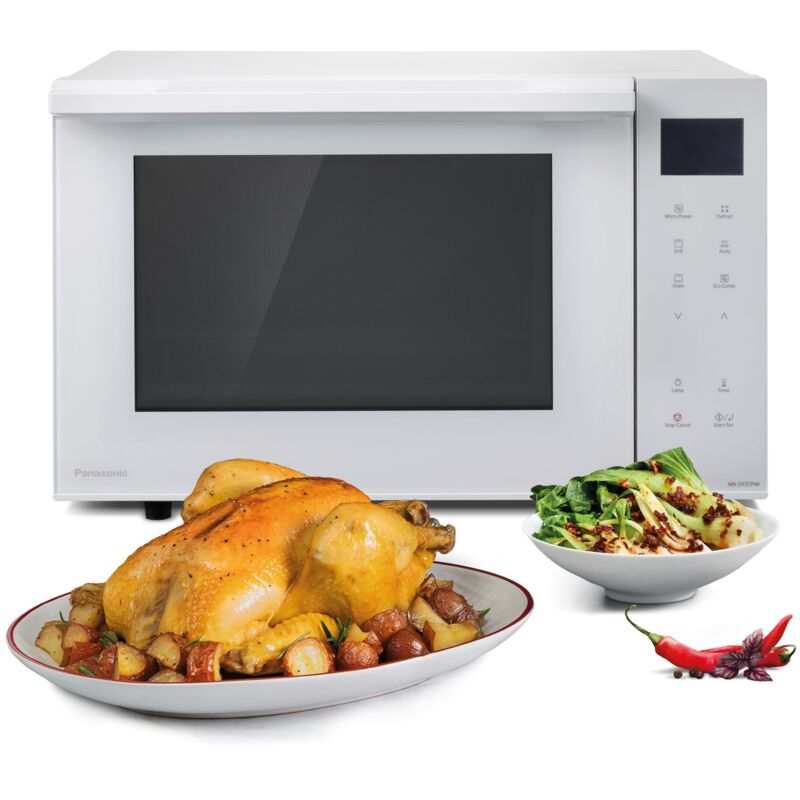 Image of Panasonic - NN-DF37PWEPG Forno a microonde e grill, 1000W, 23L, Inverter, Eco Modalità combinata, piatto non girevole, 16 programmi automatici,