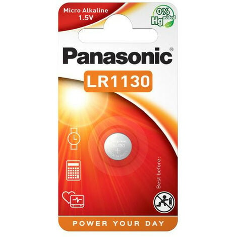 Panasonic Pile bouton à usage unique, LR 1130, Alcaline 1,5 V 65 mAh (LR1130L/1BP)
