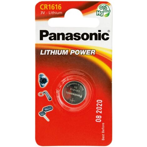 Panasonic – Pile bouton CR1616 lithium 3V – Batterie à usage unique – Taux de décharge faible – Résiste à -30°C/+60°C – Pour montres et dispositifs médicaux