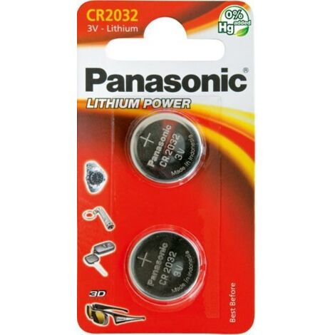 Panasonic – Pile bouton CR2032 – Lithium 3V – Capacité 220 mAh – Lot de 2 unités pour montres, clés et appareils électroniques - PILE 2 X