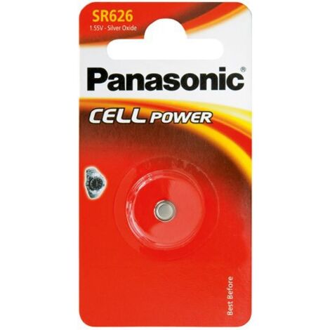 Panasonic – Pile bouton SR626 Oxyde d'argent 1.55V – Haute densité d'énergie – Faible auto-décharge – Pour montres et dispositifs médicaux