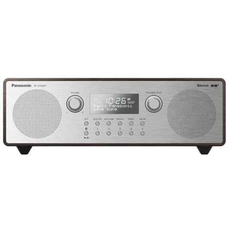 Panasonic RF-D100BT Radio Digital Dab, FM, Estilo Vintage, Despertador, Bluetooth, AUX, con Cable y a Pilas, Bass Reflex, Ideal para Interiores y Exteriores