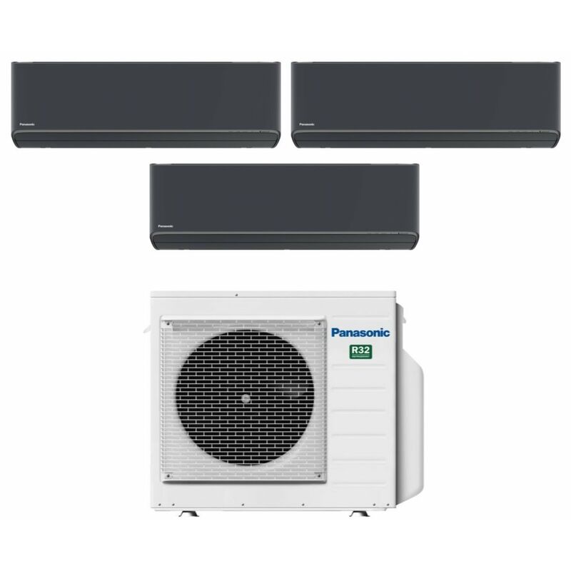Panasonic Trial Split rèversible Air Conditioner Series Etherea Dark 7+9+9 with CU-3Z52TBE R-32 Wi-Fi Integrated Colour Graphite Grey 7000+9000
