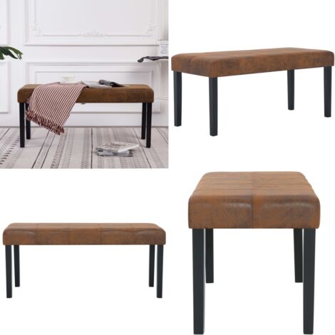 Panca 106 cm Marrone in Pelle Scamosciata Artificiale - Panca in legno - Panca marrone