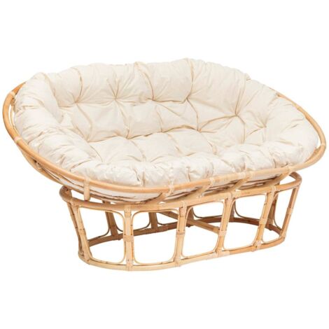 Panca a 2 posti in rattan bianco seram mamasan - Atmosphera créateur d'intérieur