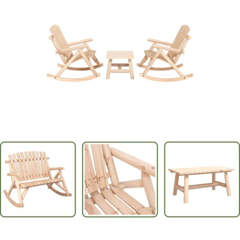 Panca a dondolo -  Set Divani da Giardino 3 pz in Legno Massello di Abete