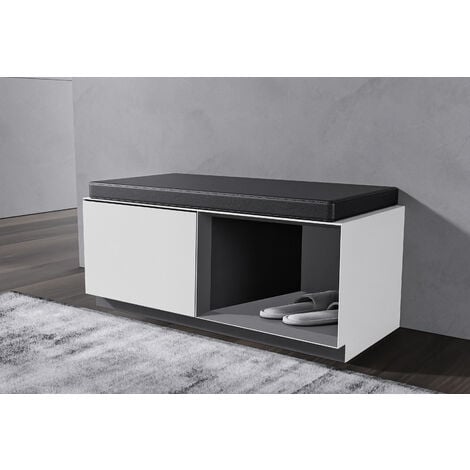 POUF PANCA CON Scarpiera Interna 1 Anta 3 profondità Seduta In Ecopelle  Bianco EUR 49,99 - PicClick IT