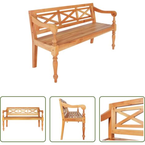 Panca Batavia -  Panca Batavia 123 cm in Legno Massello di Mogano Marrone Chiaro