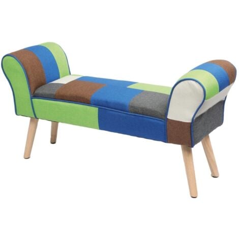 panca bellahome "patch" in tessuto multicolore, 100x54x35 cm