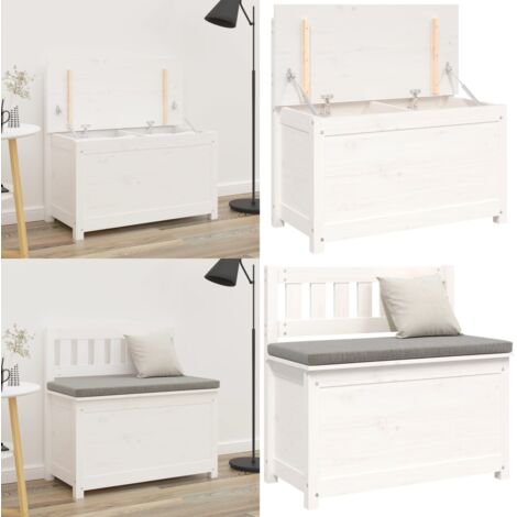 Panca Bianca 80x41x77 cm in Legno Massello di Pino - Panca portaoggetti - Panca in pino