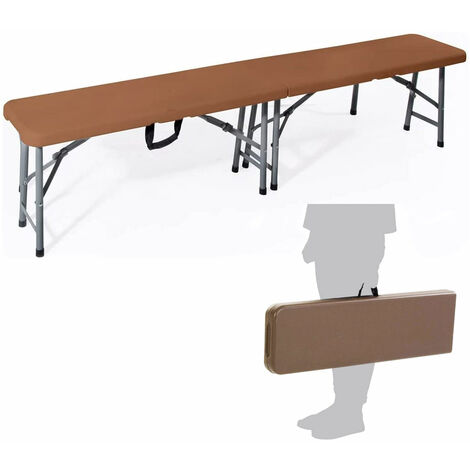 Panca birreria pieghevole brown finitura rattan 183x28x44 - biacchi ettore