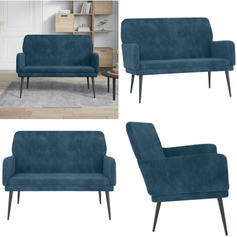Panca Blu 108x79x79 cm in Velluto - Seduta in velluto - Panca blu