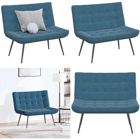 Panca Blu 110x74x84 cm in Velluto - Seduta in velluto - Panca blu