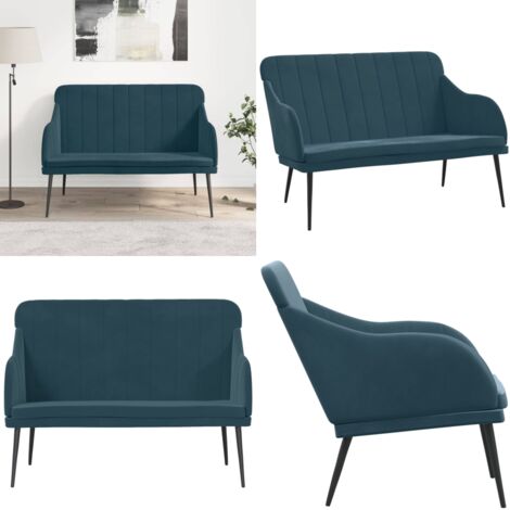 Panca Blu 110x76x80 cm in Velluto - Seduta in velluto - Panca da salotto