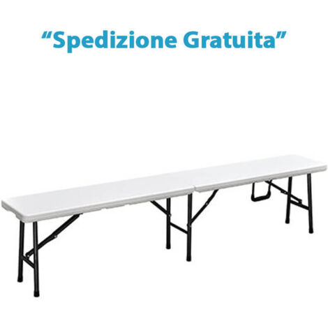 PANCA CATERING DOMUS - HDPE BIANCO/ACCIAIO CM 183X25 H.CM 43 - 1 pezzo