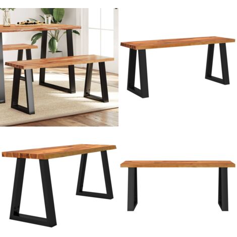 Panca con Bordi Vivi 110 cm in Legno Massello di Acacia - Panca da ingresso - Panca da pranzo