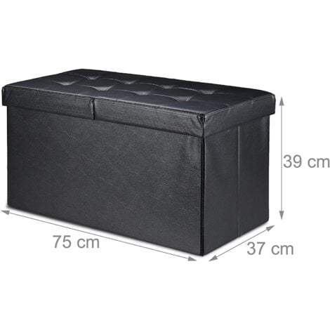 Panca con contenitore con coperchio in ecopelle 75 cm nero 1300003722