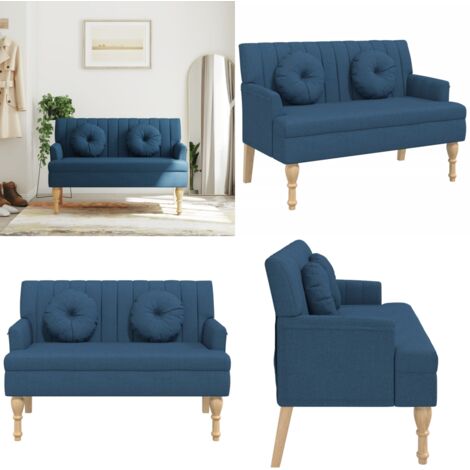 Panca con Cuscini Blu 113x64,5x75,5 cm in Tessuto - Seduta comoda - Design elegante