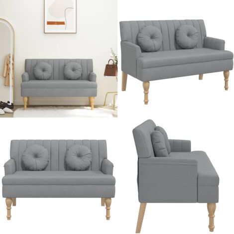 Panca con Cuscini Grigio Chiaro 113x64,5x75,5 cm in Tessuto - Seduta comoda - Design elegante